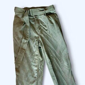 Green High-Waisted Straight-Leg Pants A New Day Target Women's Size 6 Tie Waist